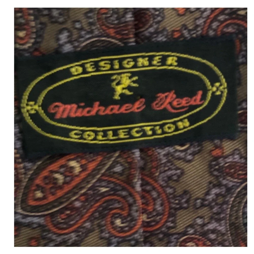 Michael Reed Designer tie Collection Paisley Brown‎ 100% Tricel Silk Necktie